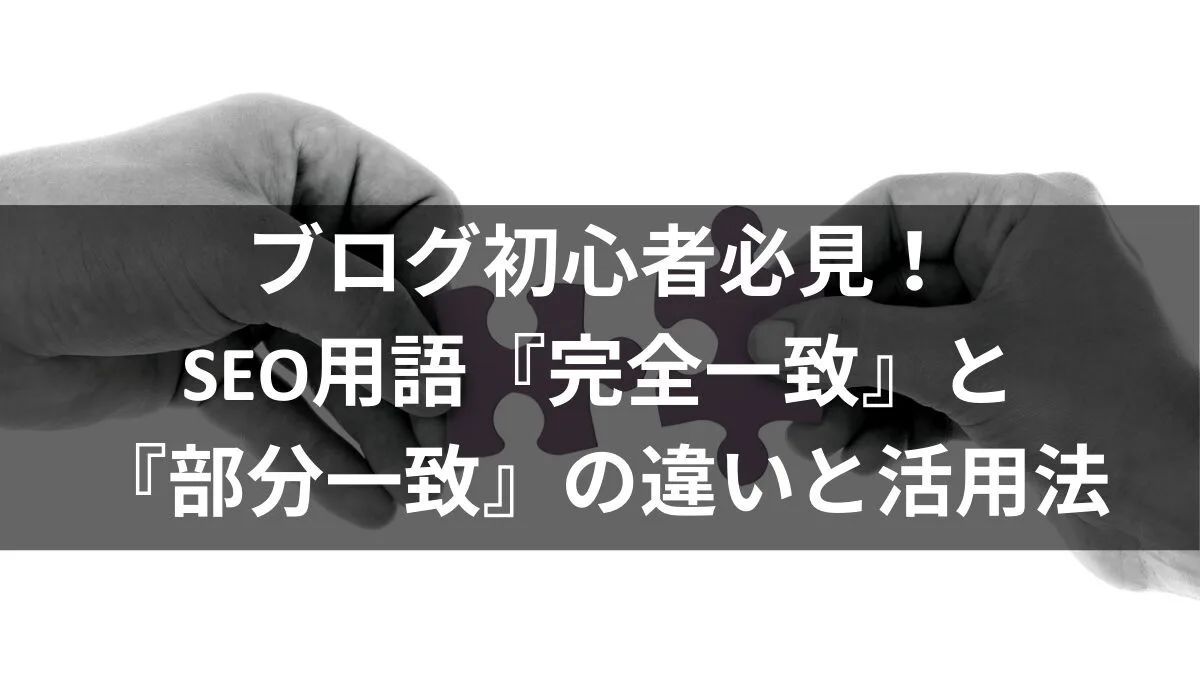 ブログ初心者必見！SEO用語『完全一致』と『部分一致』の違いと活用法